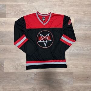 Red and Black Motley Crue Hockey Jersey